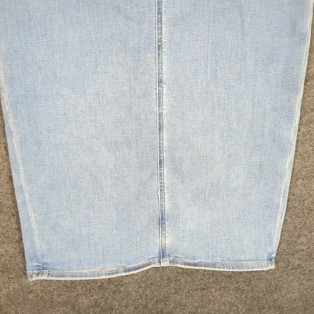 American Eagle Light Wash Blue Denim High Waisted Midi‎ Pencil Skirt Size 0